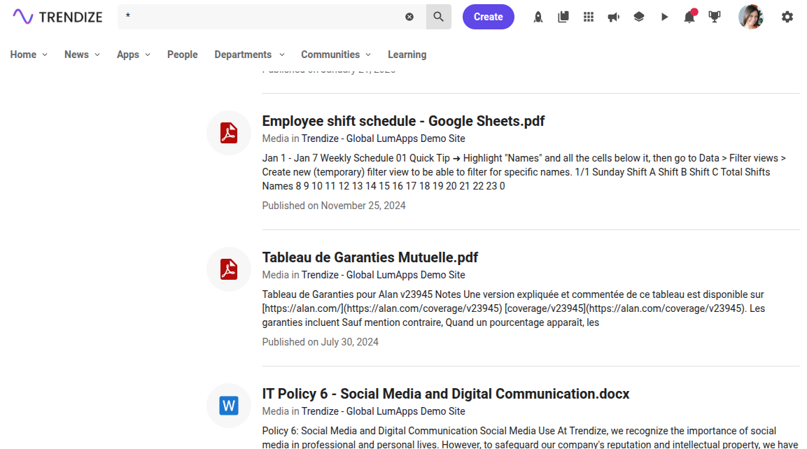Search result page with icons replaced by a custom svg