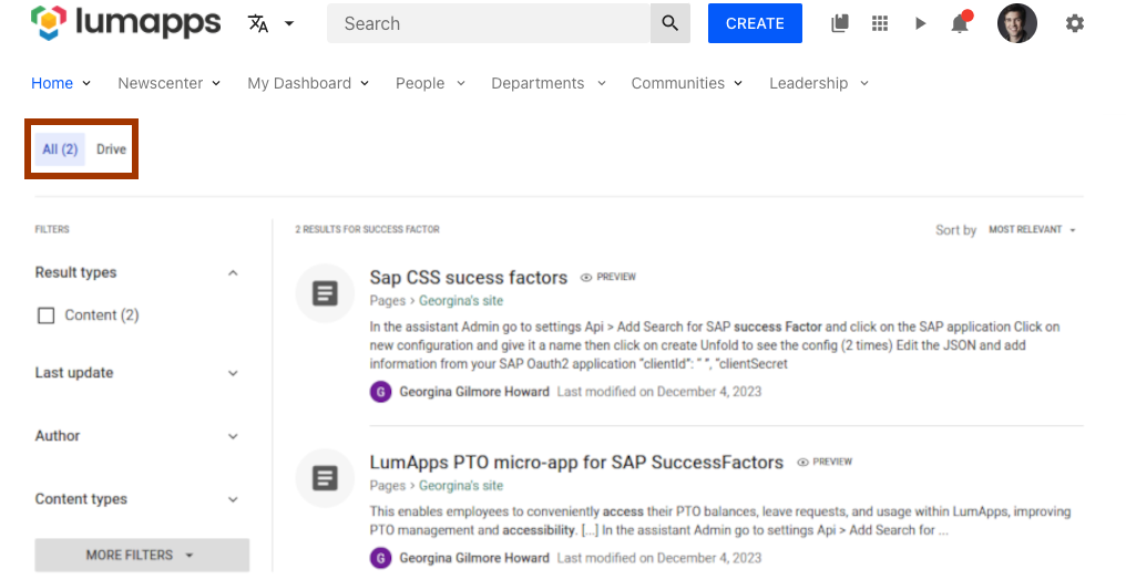Target search tab