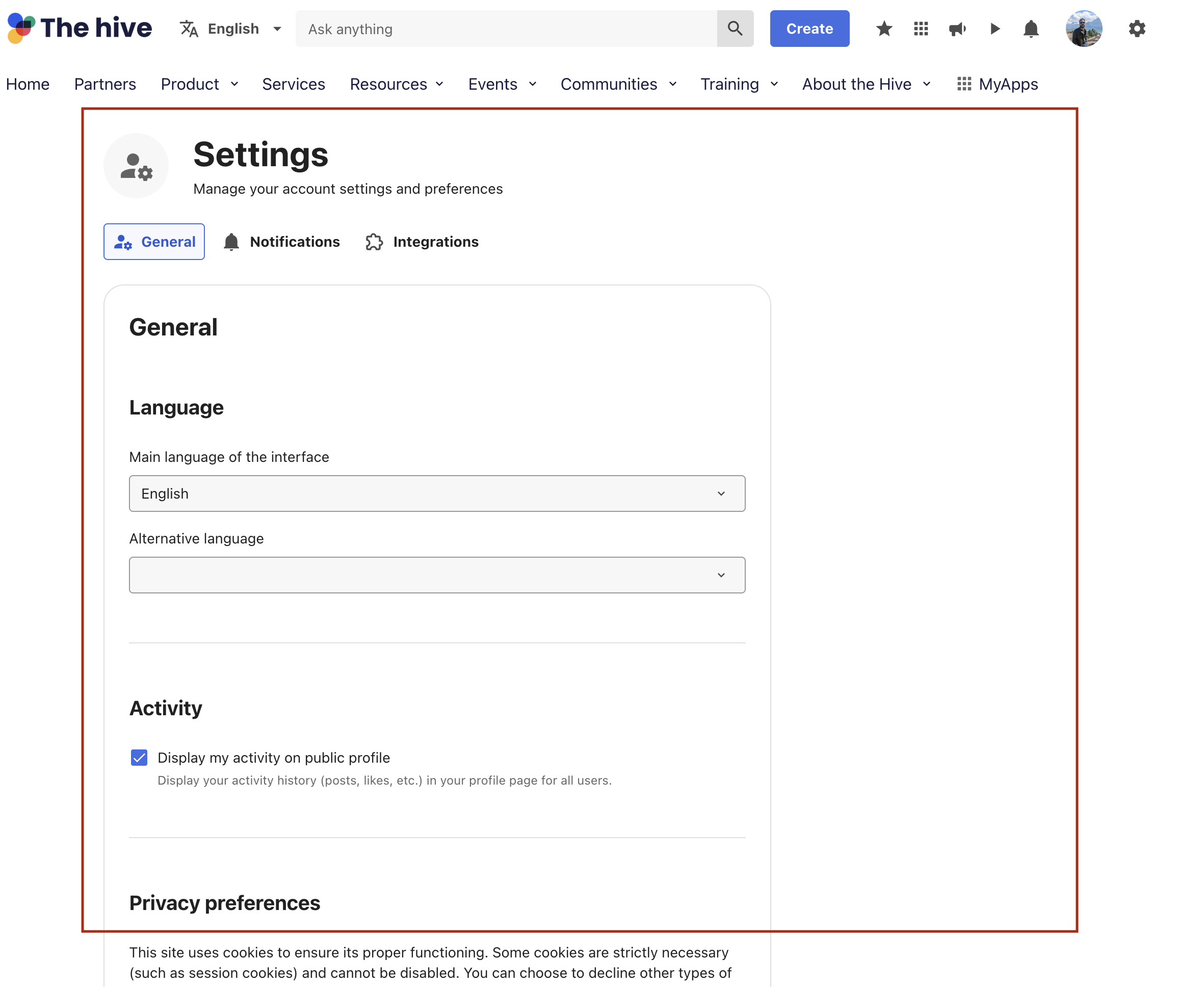 Target user settings